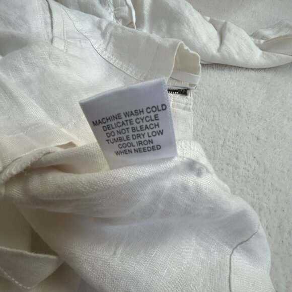 Michael Stars Womens Medium Linen Anorak Jacket Drawstring White Pockets Zip Up - Picture 5 of 9